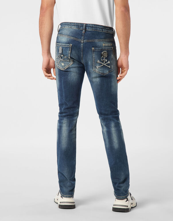Denim Trousers Super Straight Cut Skulls