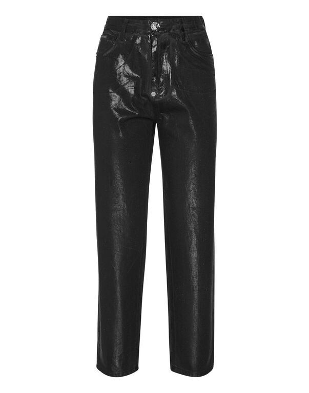 Coated Denim Trousers Mom Fit
