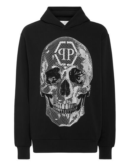 Fleece Hoodie Sweatshirt Skull Strass
