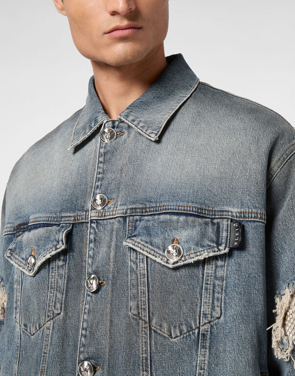 Denim Oversize Jacket With Python Inserts