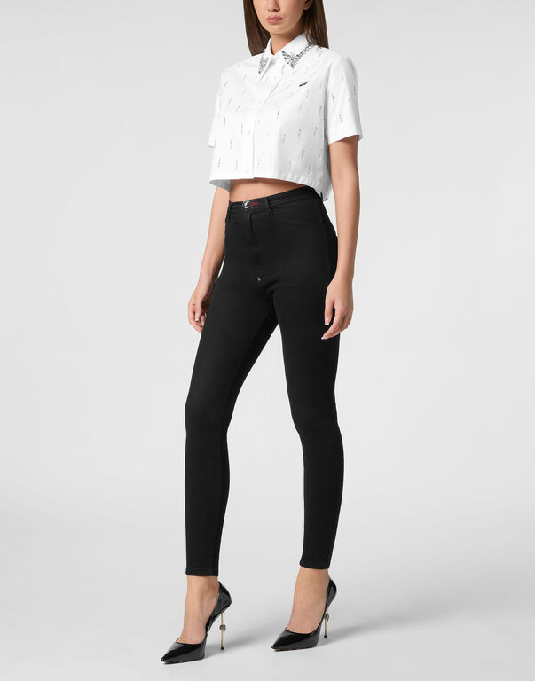 Poplin Cropped Shirt SS Strass