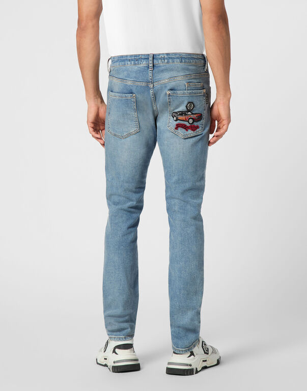 Denim Super Straight Cut Fit Trousers Cars Racing