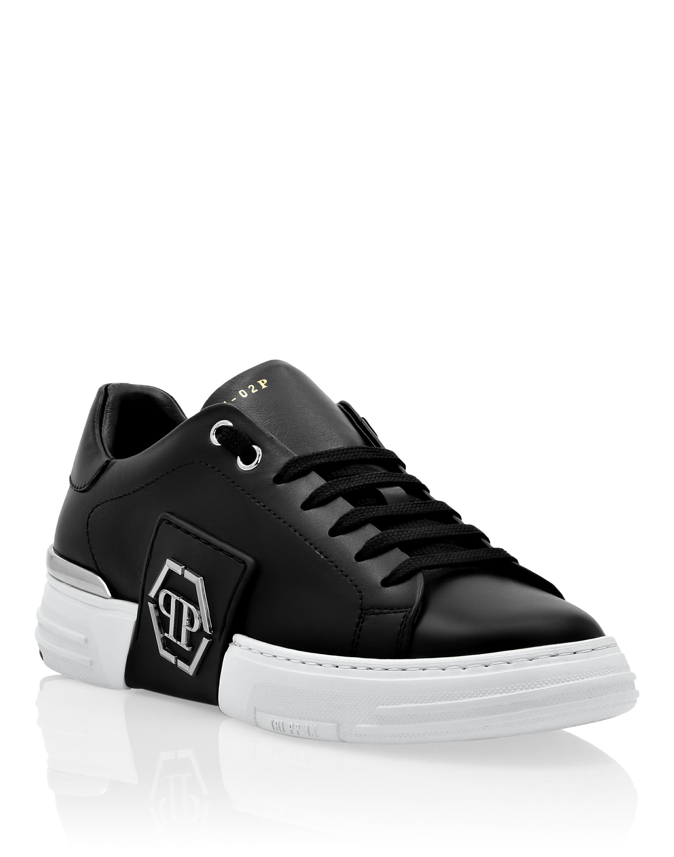 LO TOP SNEAKERS PHANTOM KICK LEATHER Platinum HEXAGON Philipp Plein