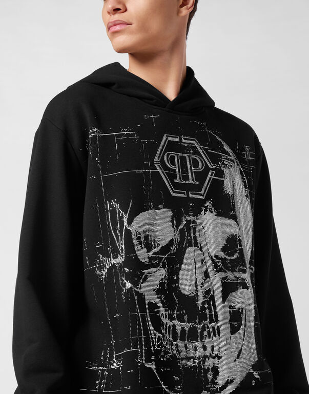 Fleece Hoodie Sweatshirt Glass Skull