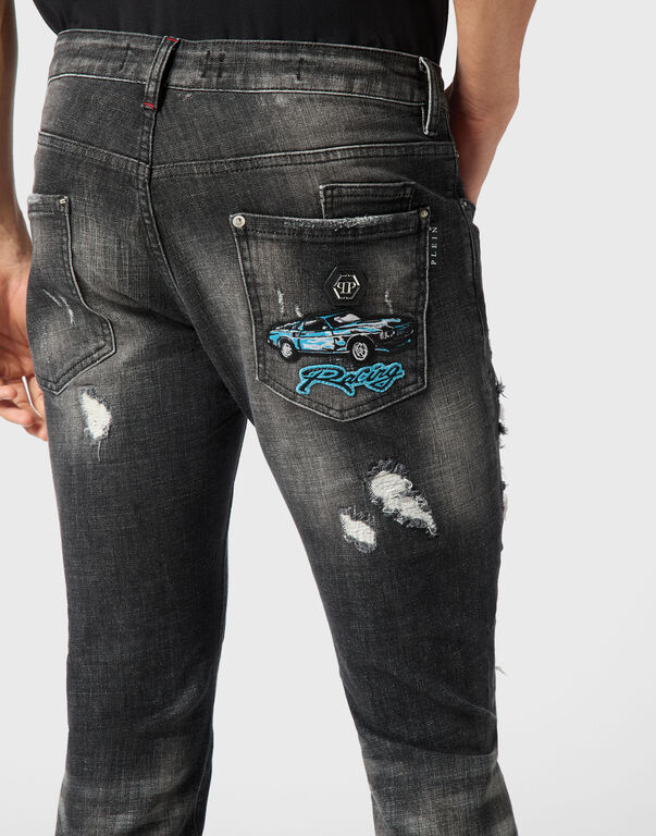 Denim Super Straight Cut Fit Trousers Cars Racing
