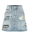 Denim Mini Skirt Stones Cars Racing