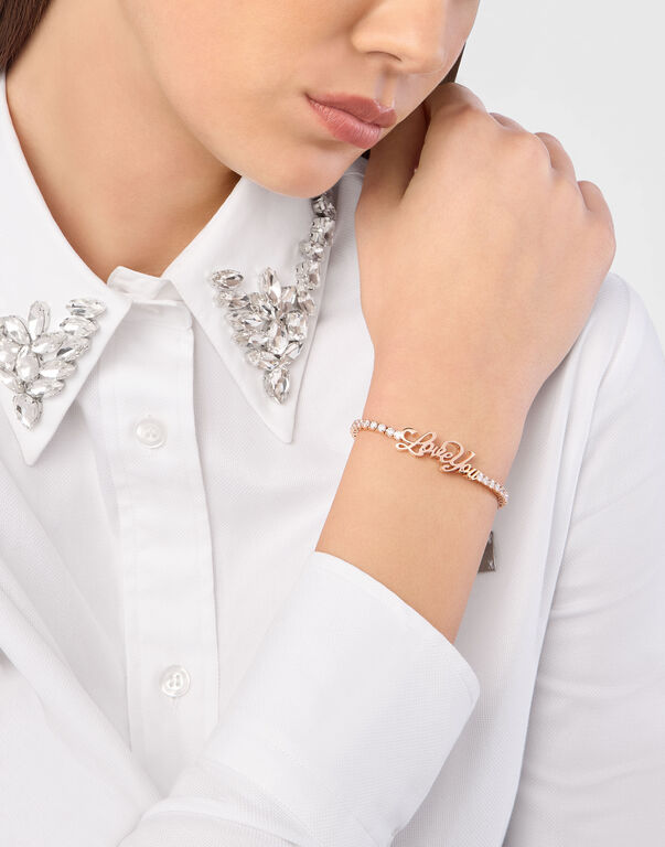 Bracelet LOVE YOU Rose Gold and Diamonds 19 cm