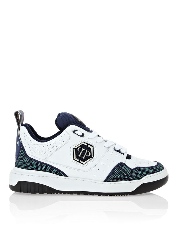 Mix Leather Lo-Top Sneakers Crystal