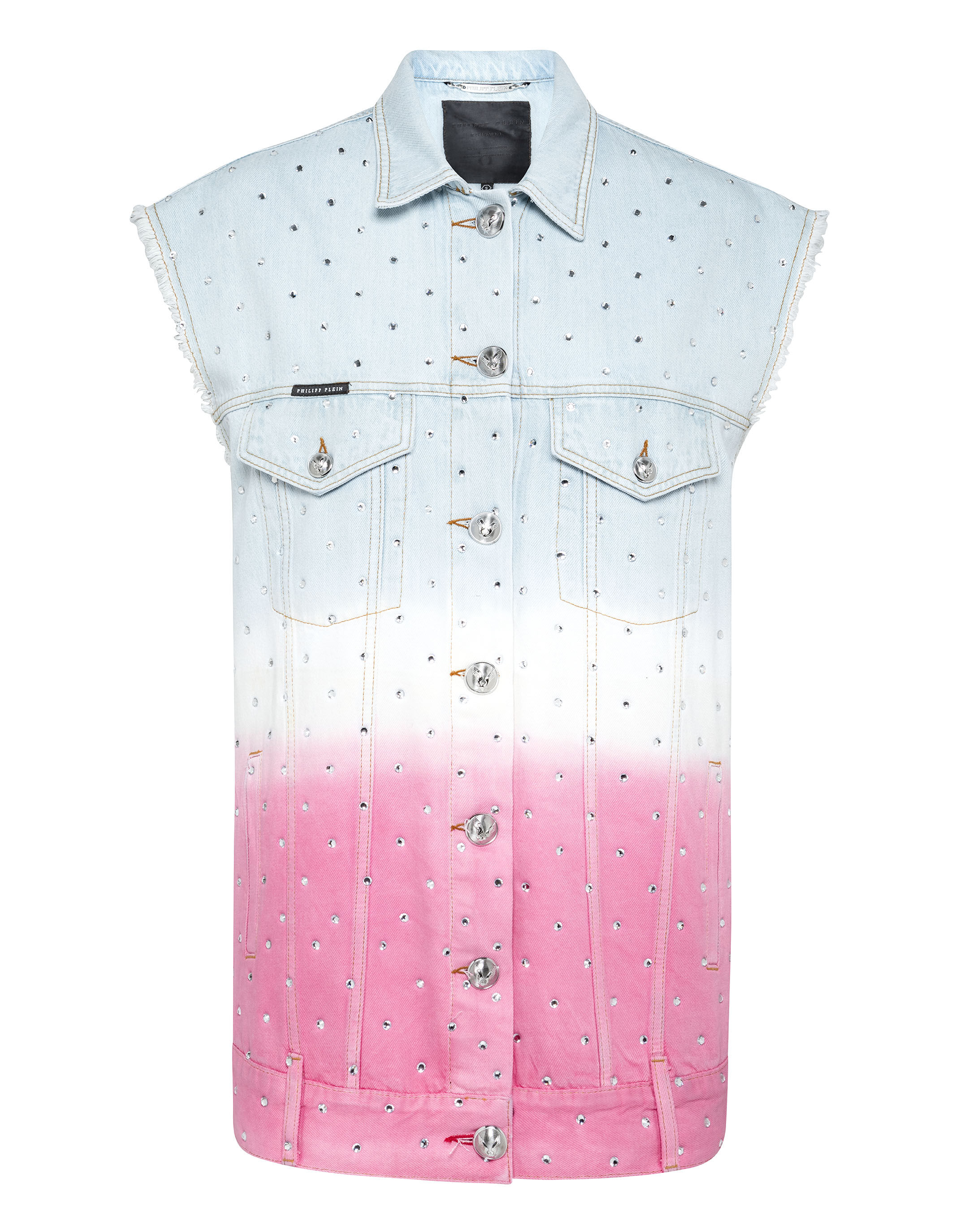 pink denim vest