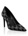 Satin Decollete Mid Heels Strass Monogram