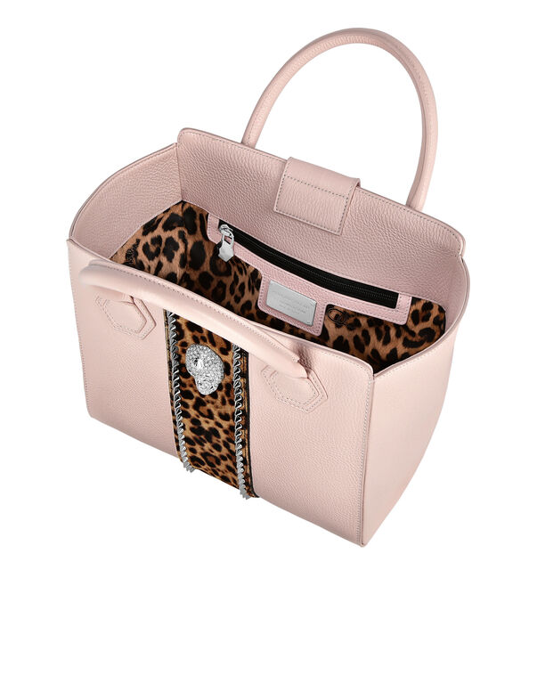 Handle bag small size skull crystal Leopard