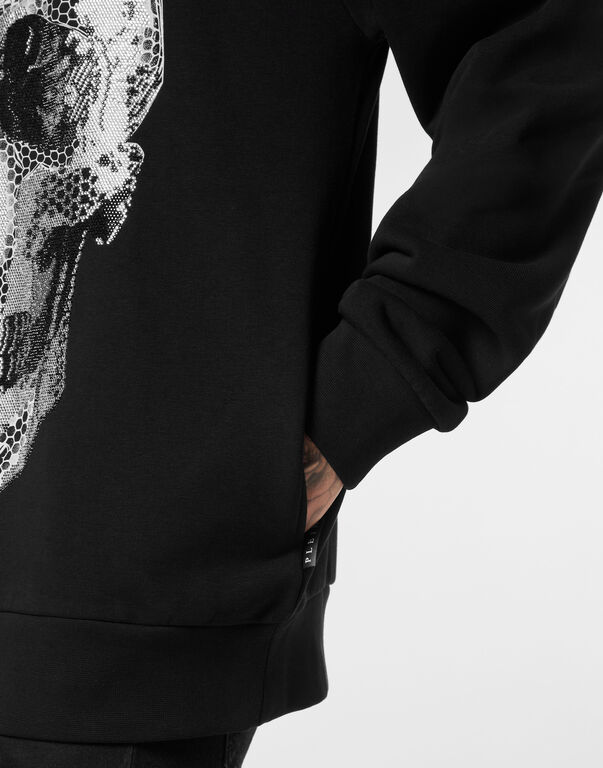 Fleece Hoodie Sweatshirt Skull Strass