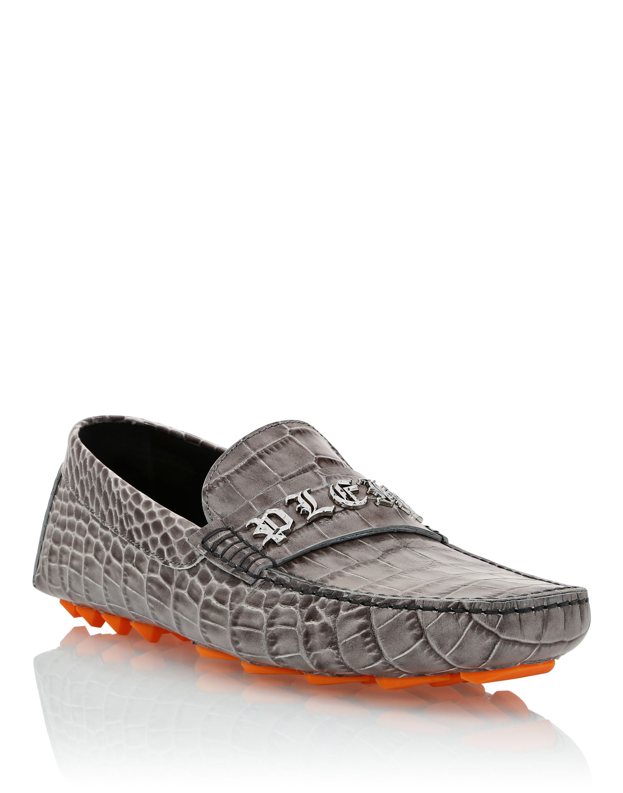 Printed Cocco Leather Drivers Shoes Philipp Plein