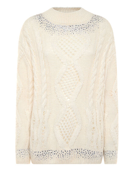 Knitted Pullover Round Neck Long-Sleeve Strass
