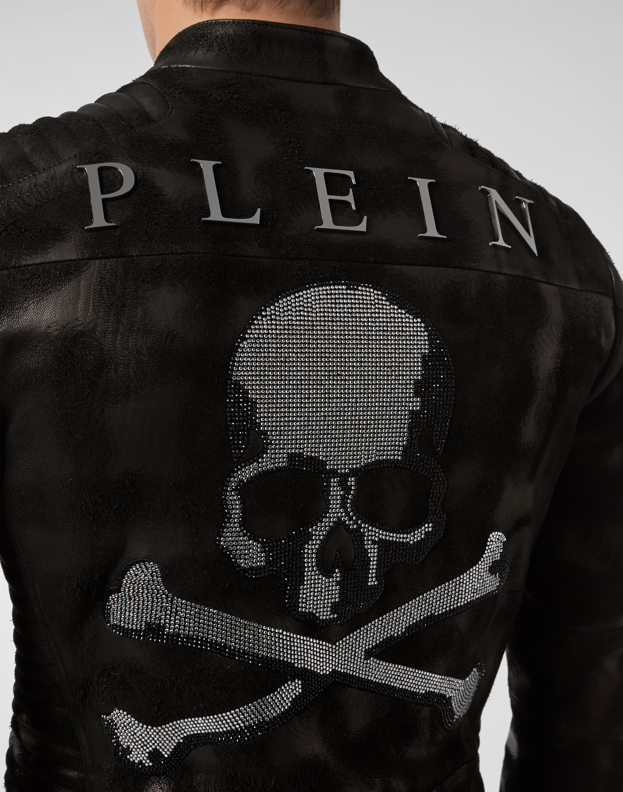 Philipp plein leather new arrivals jacket skull