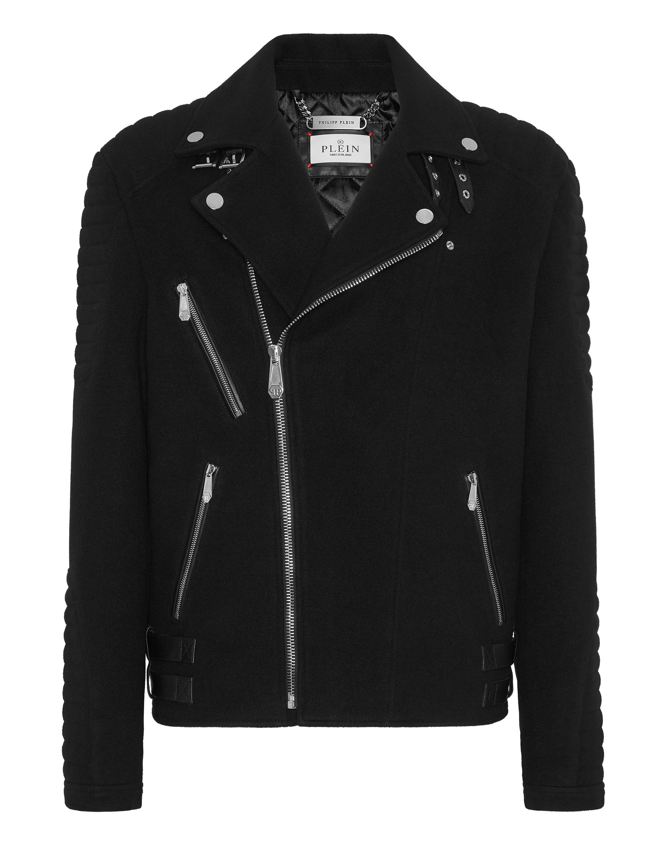 Biker jacket wool hot sale