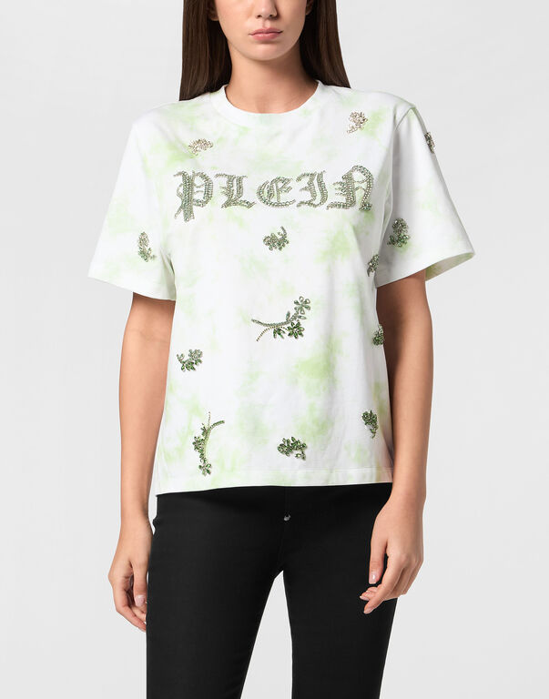 Tie-Dye T-Shirt Man Fit Round Neck SS Flowers