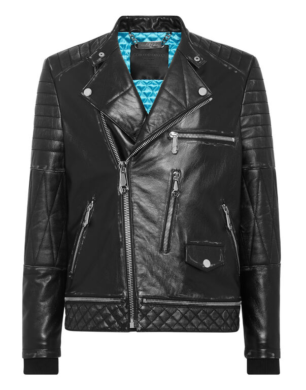 Philipp Plein Marvelous Leather Moto Jacket for Men