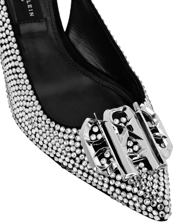 Strass Low Plein Heels Slingback Gothic Plein