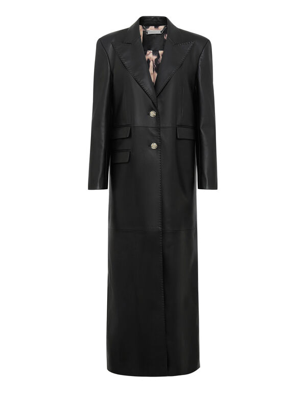 Leather Extra Long Coat | Philipp Plein