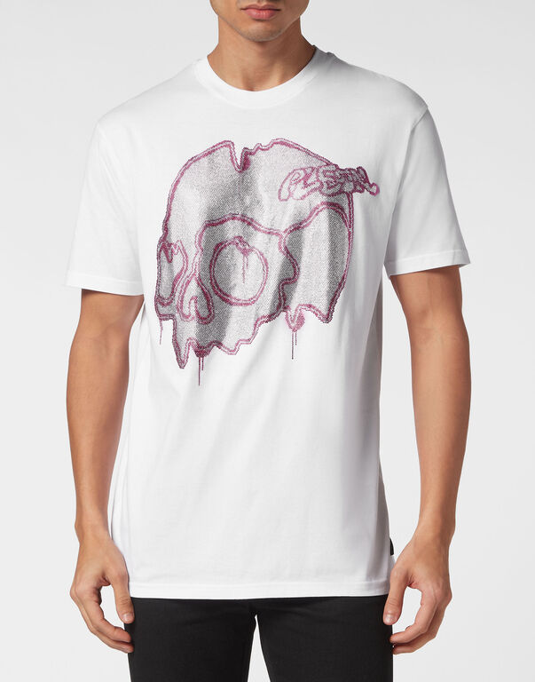 T-shirt Round Neck SS with crystals Dripping Skull