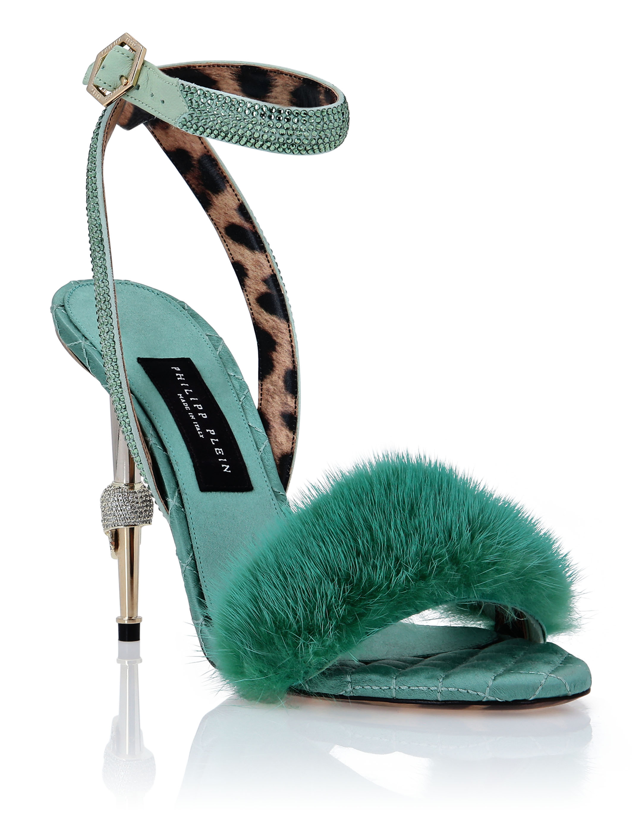 Mid-high heel pointed sandals with rhinestones - Super X Studio