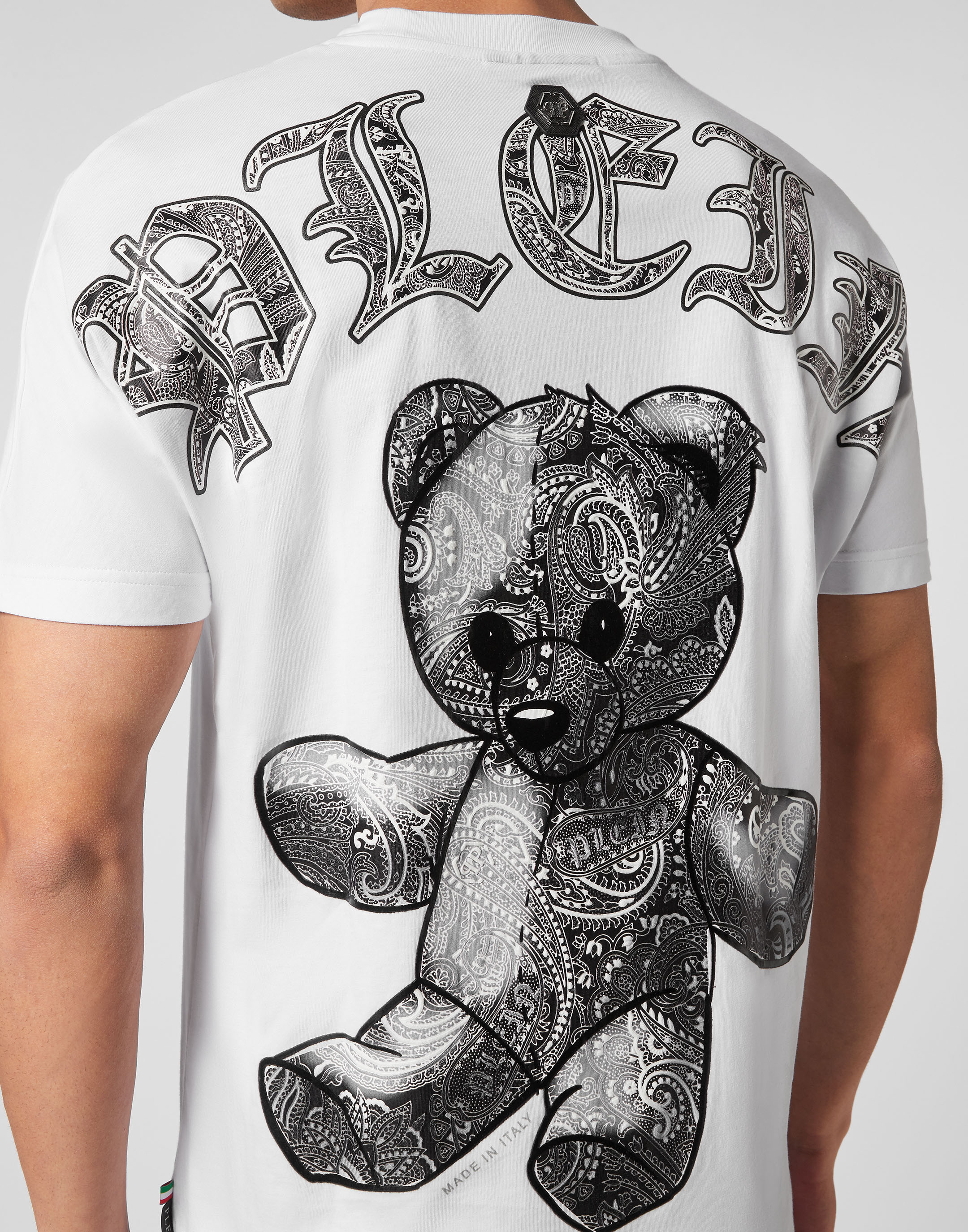 Philipp Plein Round Neck SS Paisley Teddy Bear T-Shirt