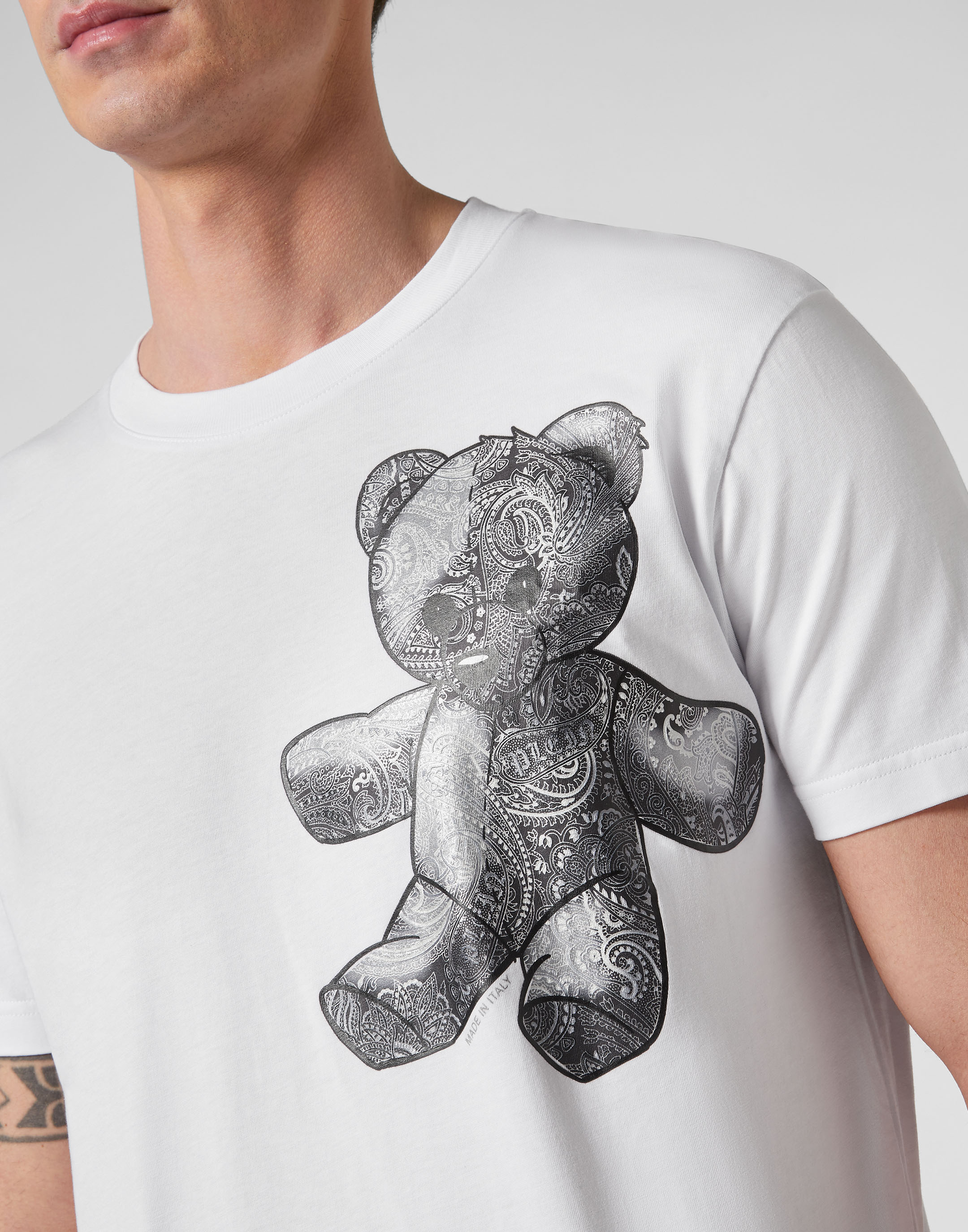 Philipp Plein Round Neck SS Paisley Teddy Bear T-Shirt