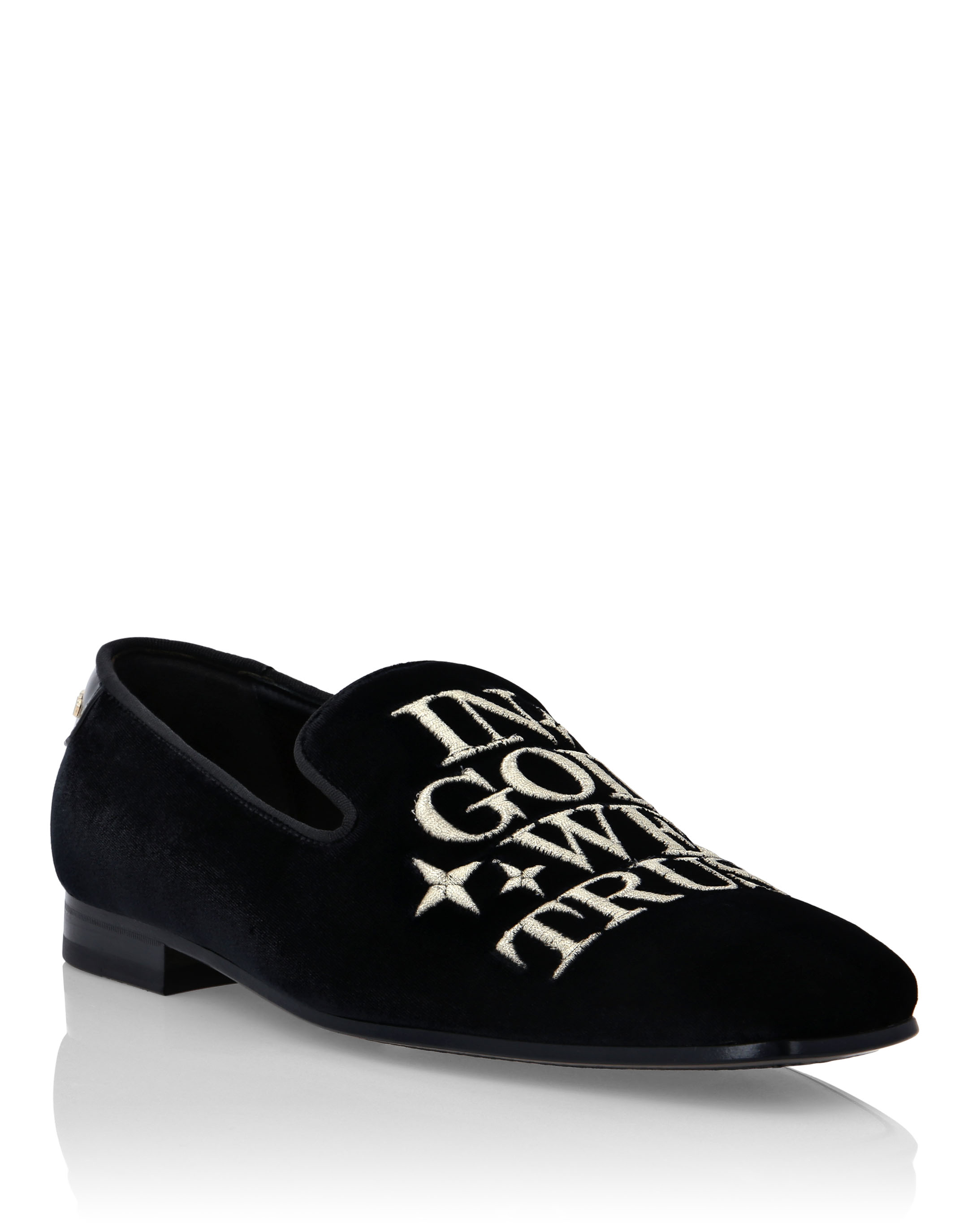 Velvet Loafers Embroidery Money