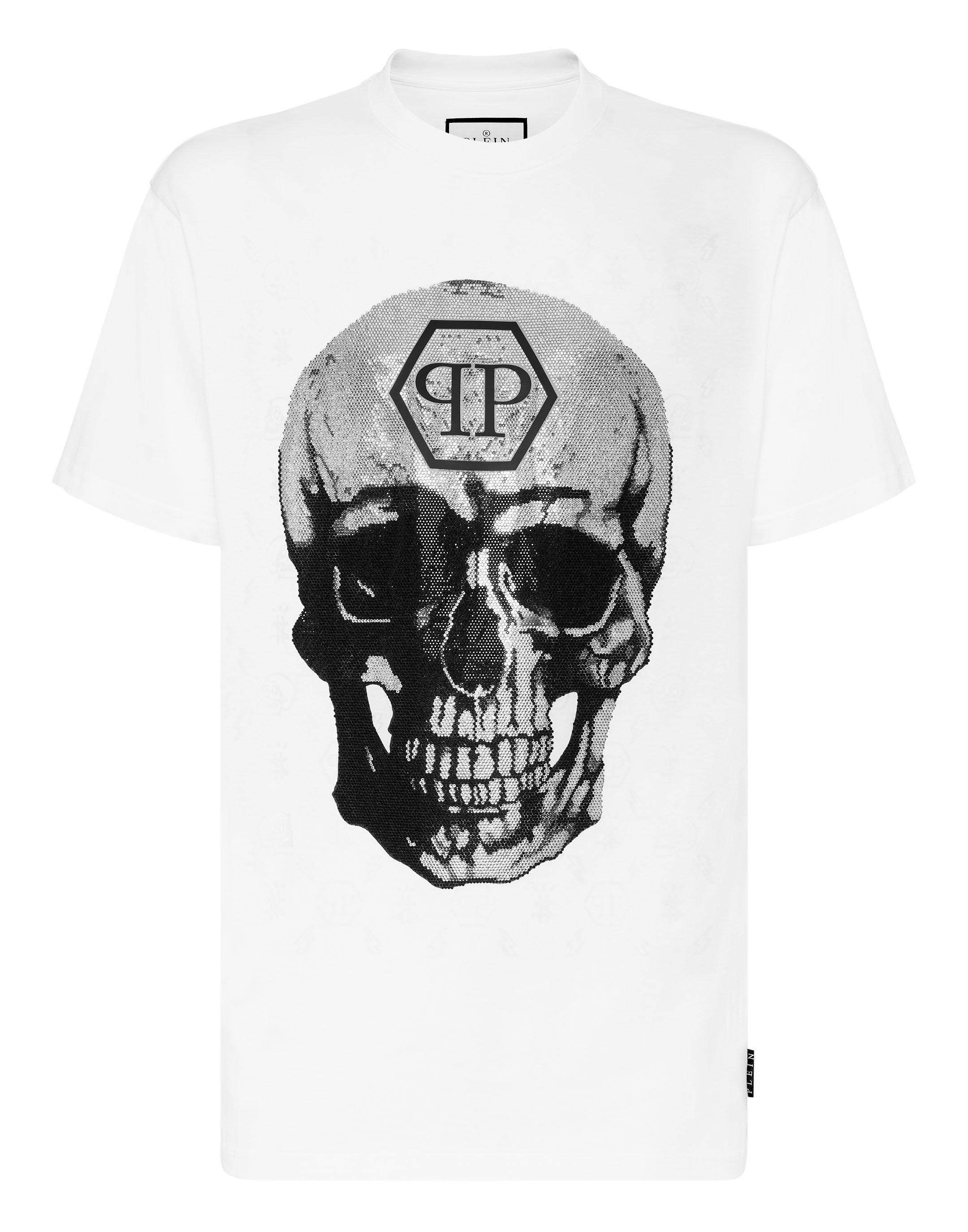 Welsprekend schreeuw slaap T-shirt Round Neck SS Skull and Plein with Crystals | Philipp Plein
