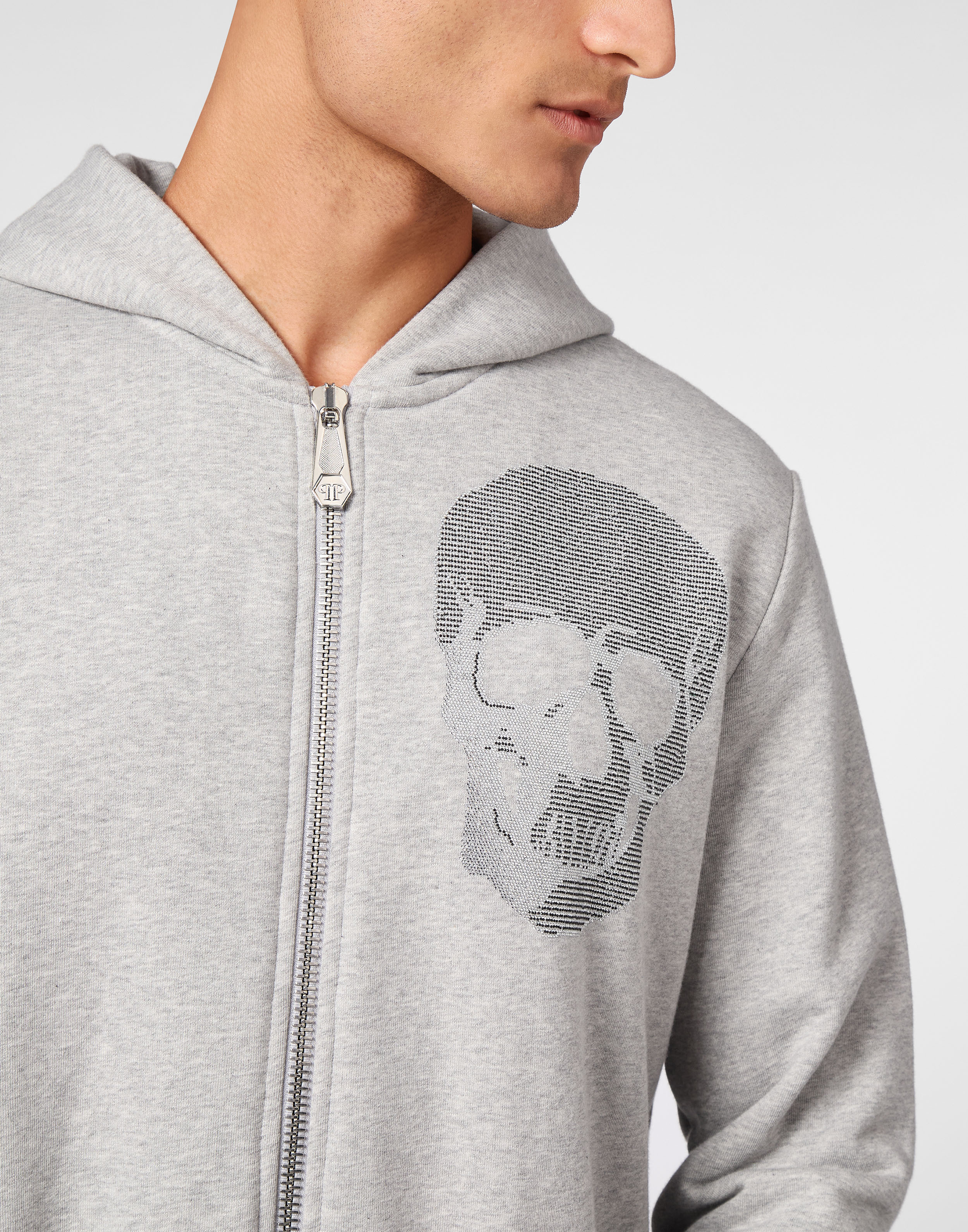 Zipped Hoodie Sweatshirt Skull strass Philipp Plein