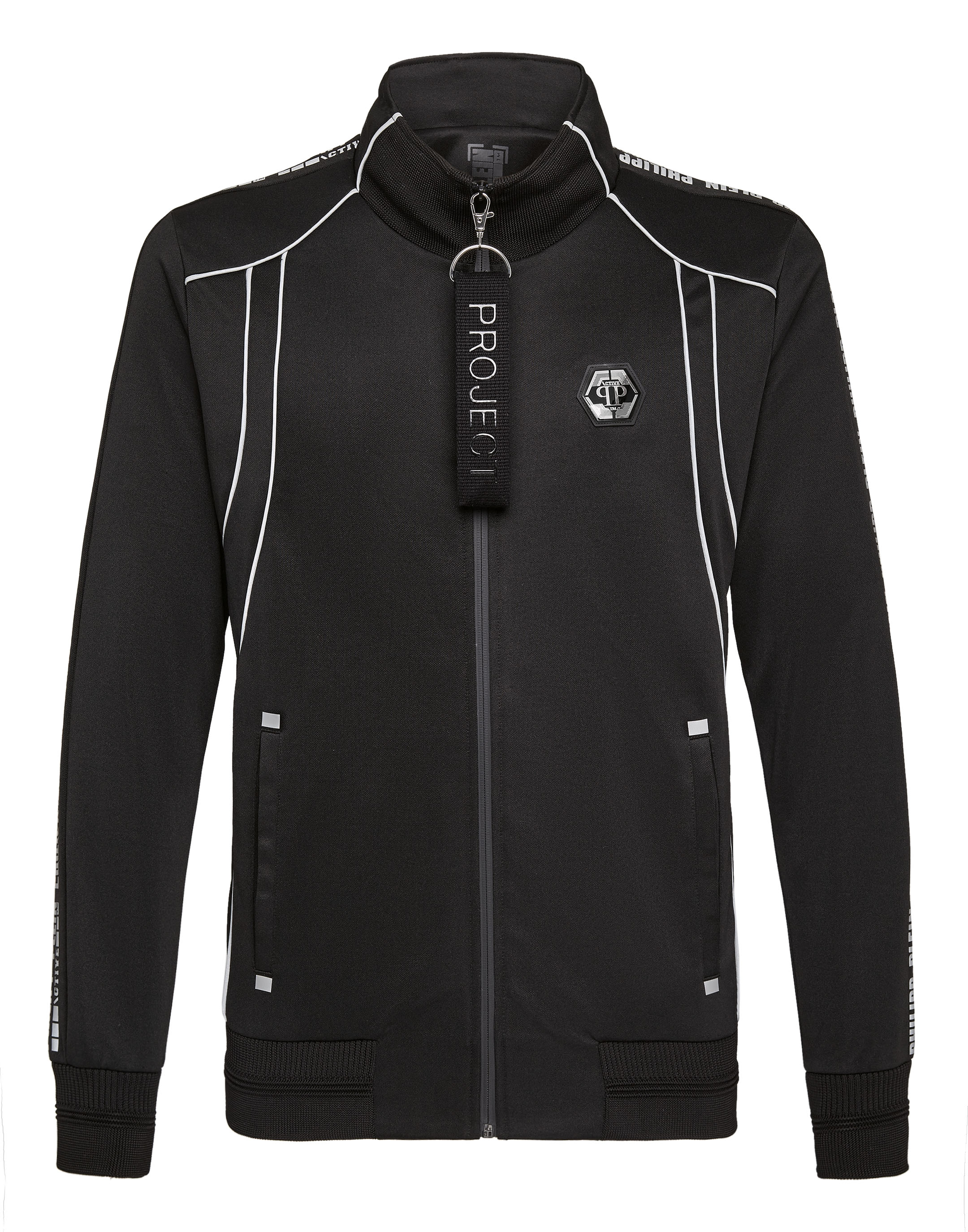 Philipp Plein Jogging Jacket Geometric In Black/silver | ModeSens
