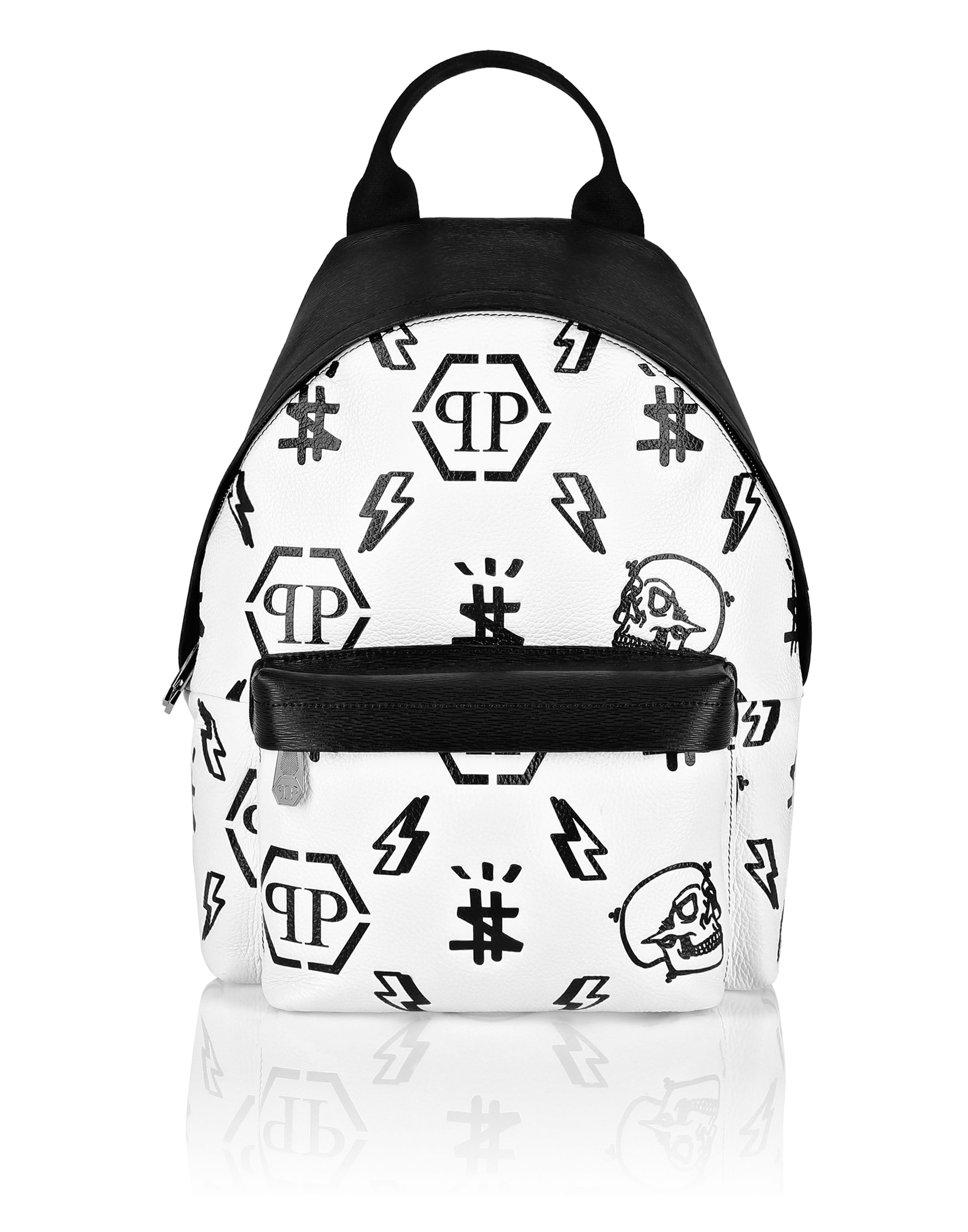 Backpack with embossed monogram logo