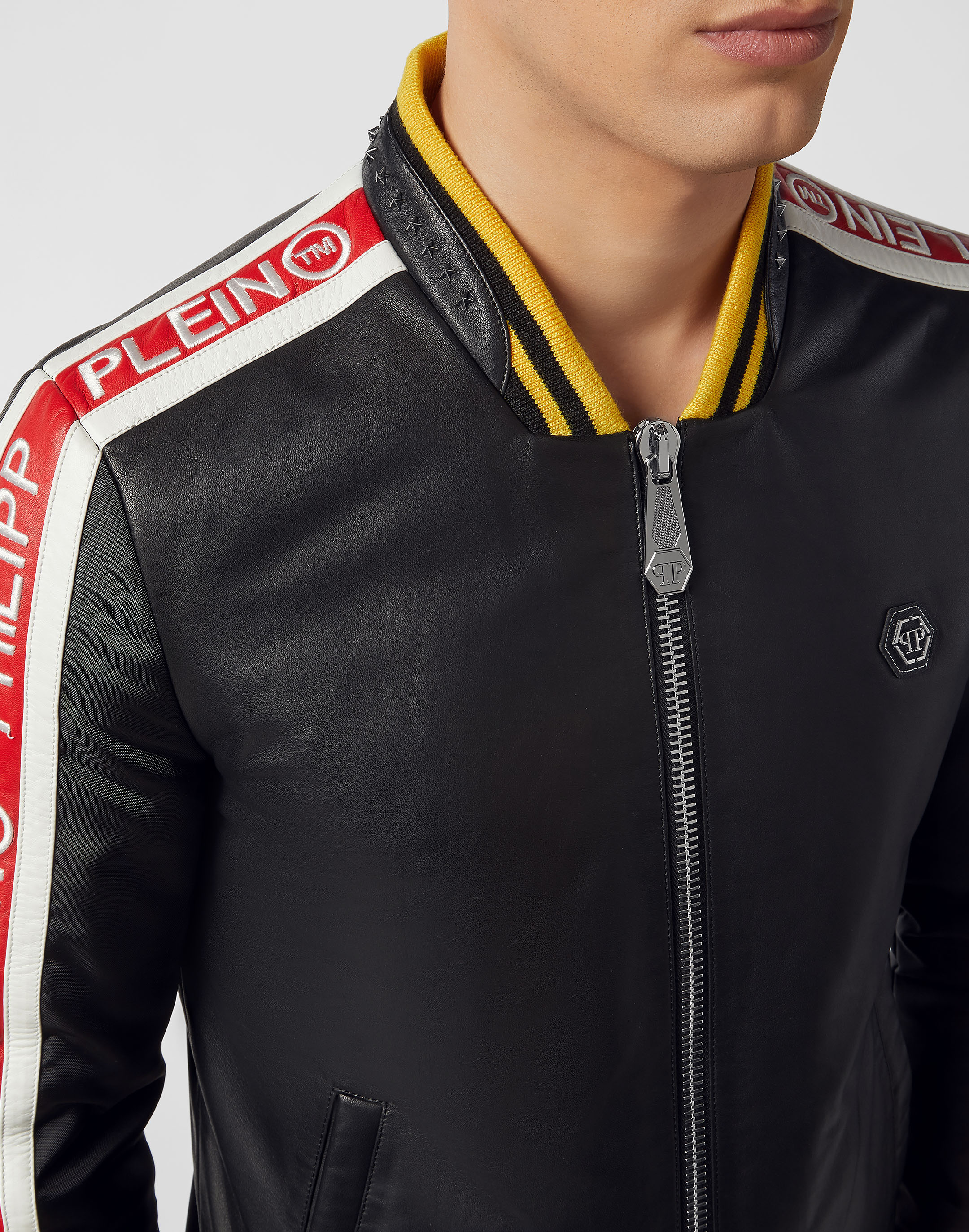 Leather Bomber Studs  Philipp Plein Outlet