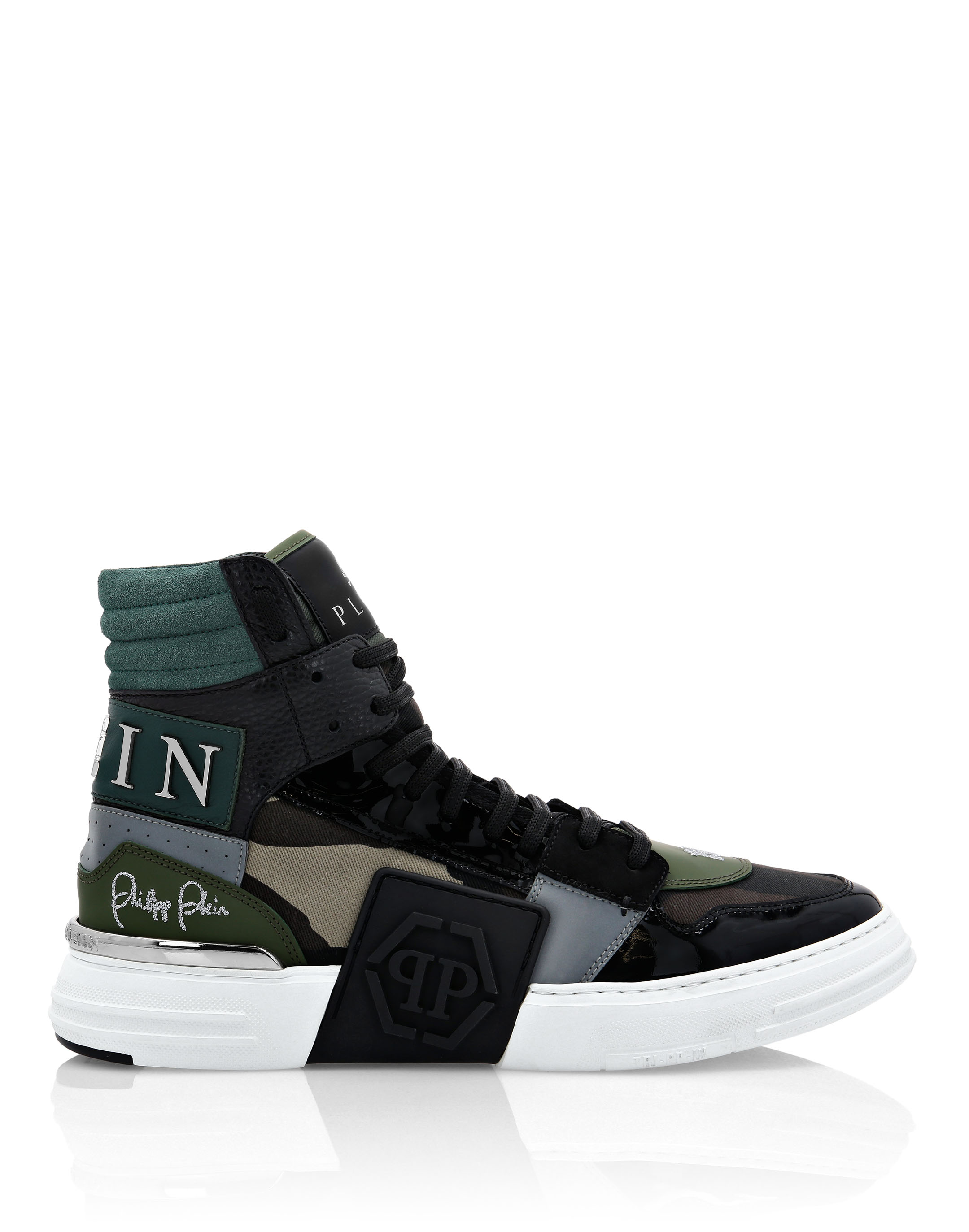 Goed heel fijn Auroch Canvas PHANTOM KICK$ Hi-Top Sneakers Camouflage | Philipp Plein