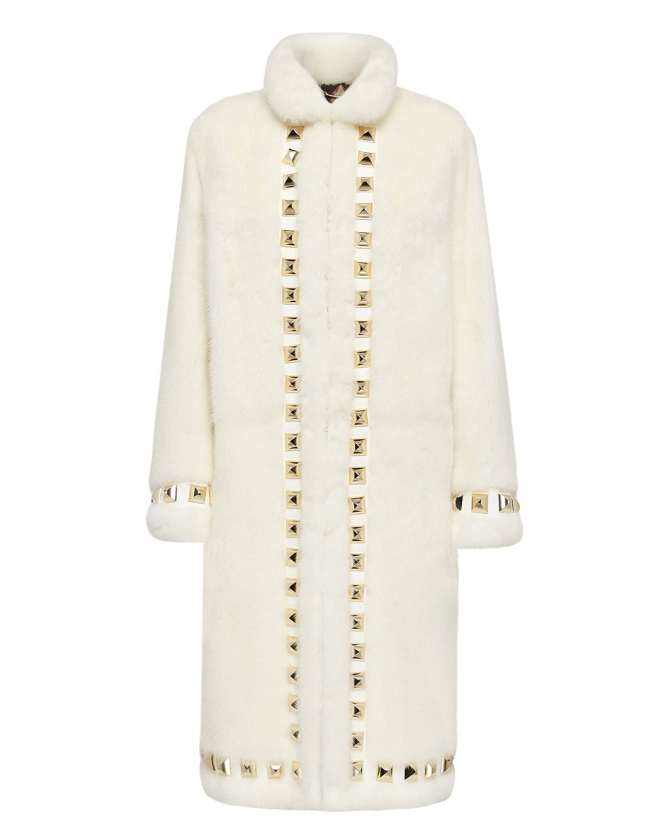 Philipp Plein Faux-Fur monogram-pattern Coat - White