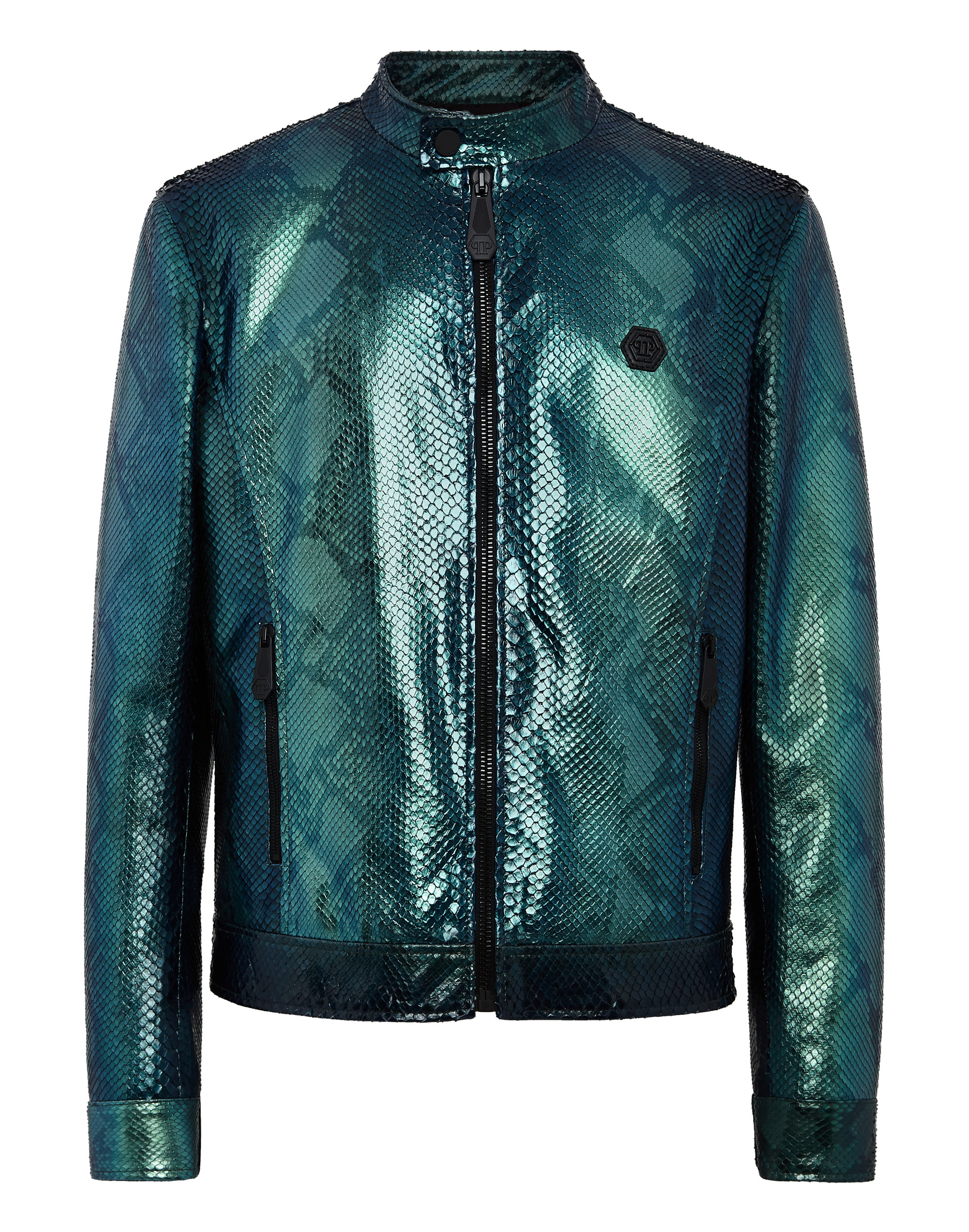 Python Leather Bomber Skull