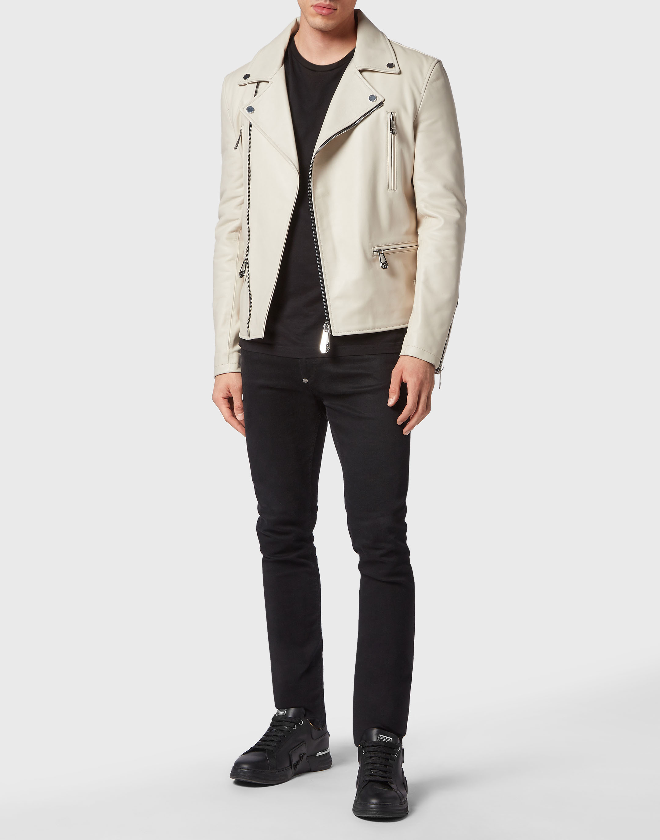 white leather jacket zara
