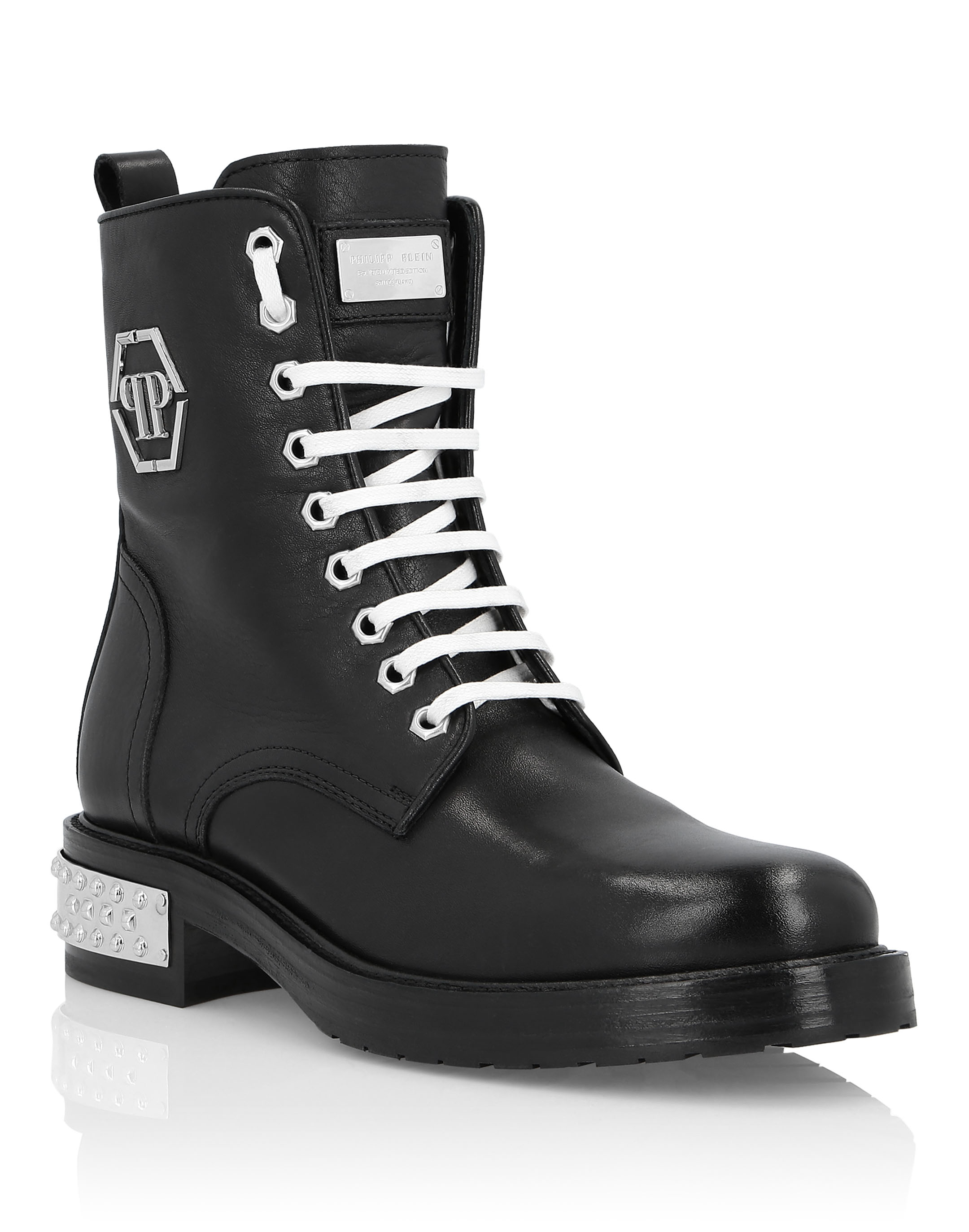 black flat stud boots