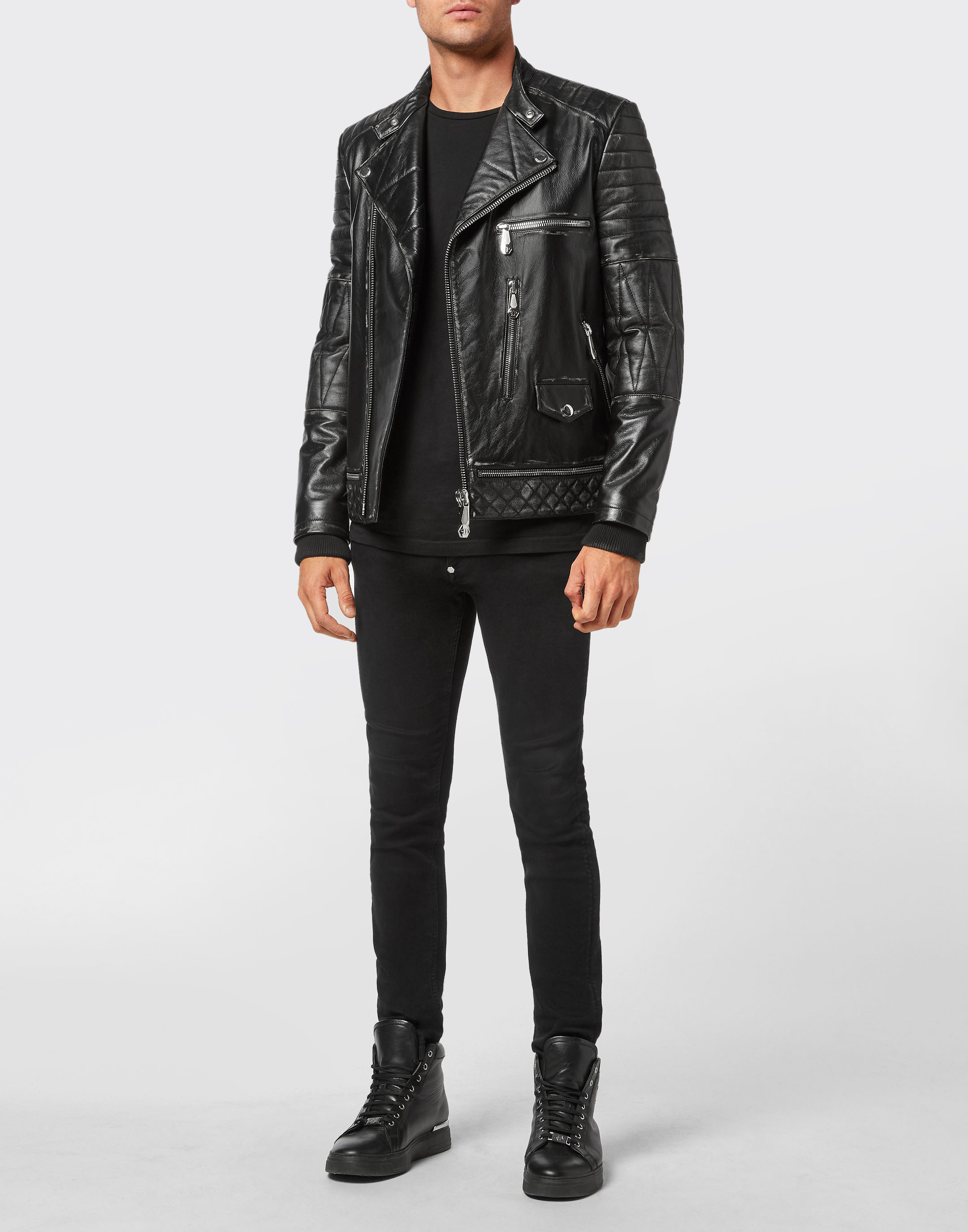 Limited Edition Back Print Faux Leather Biker