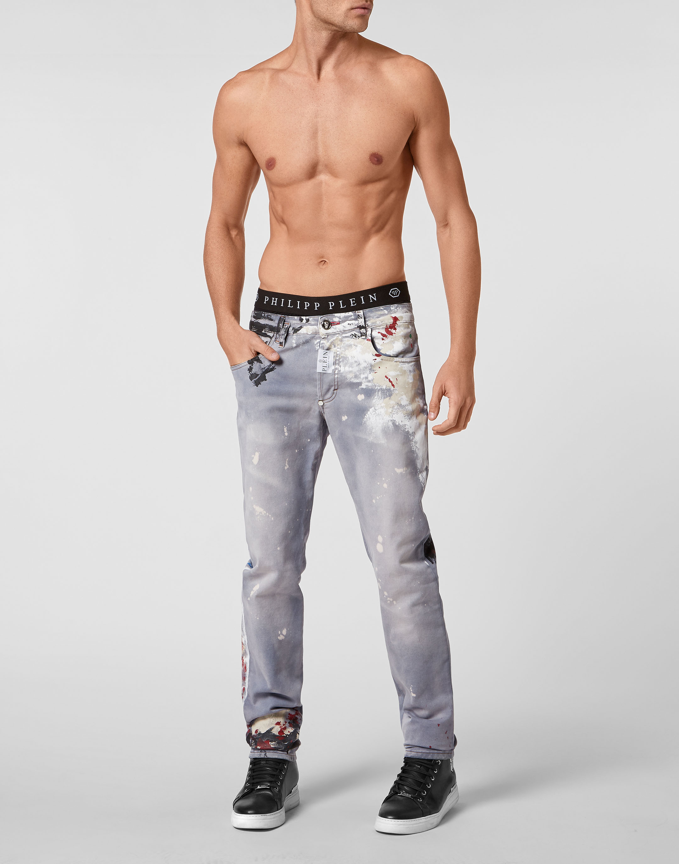 Denim Trousers Super Straight Cut Painted | Philipp Plein