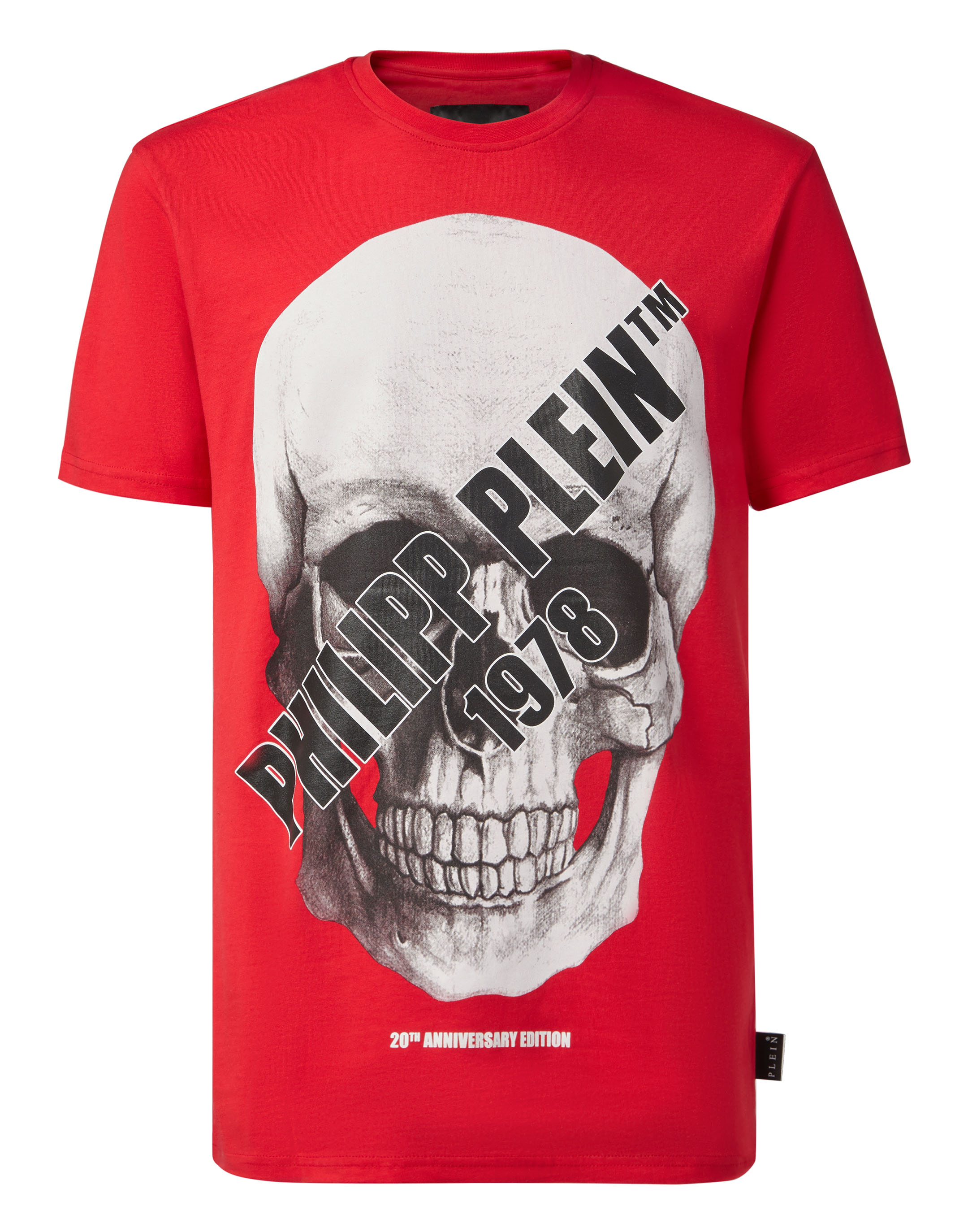 philipp plein red skull t shirt